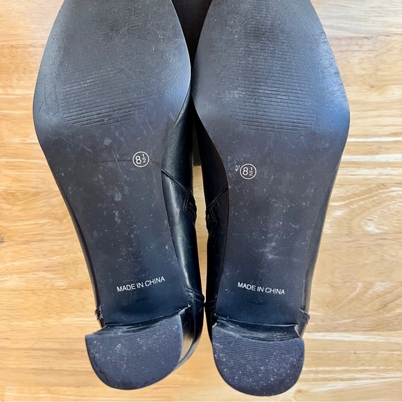 Women’s Black Leather Ankle Boots - 3” heels. Zip sides with buckle accent. - Picture 4 of 8